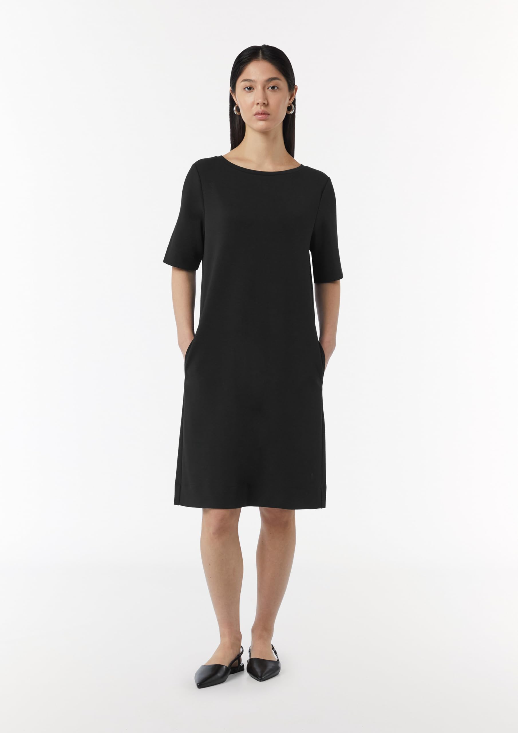 Comma Kurzarm-Kleid aus Modalmix mit Logo-Detail