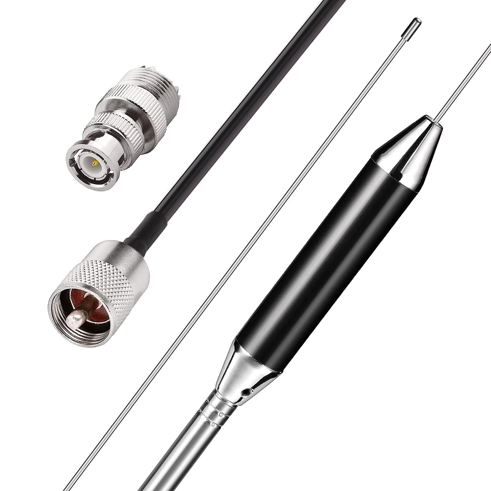 Bingfu Antena Radio CB Antena de 27 MHz con Base Magnética PL259 y Conector Macho BNC Compatible con Cobra Midland Uniden Maxon President Mobile CB Radio Car Truck CB Antenna Kit