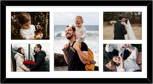 Vista 175 de Golden State Art, Juego de 2 portarretratos de madera blanca de 12 x 17 pulgadas, paspartú blanco para fotos de 8 x 10 y 5 x 7 pulgadas, vidrio