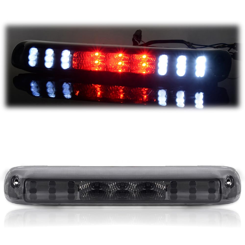 G-PLUS Rear LED Third Brake Light Compatible With 1999-2006 Chevy Silverado/GMC Sierra 1500 2500 3500,3RD Cargo LED Tail Stop Lamps Chrome Housing Smoky Lens