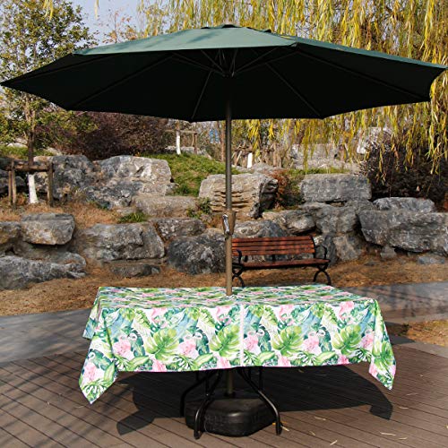 Image of EHouseHome Outdoor Indoor 60x84 inch Rectangle Tablecloth with Umbrella Hole and Zipper, Waterproof Zippered Patio Cloths, Spring /Summer Table Covers for Backyard Circular Table /BBQs /Picnic