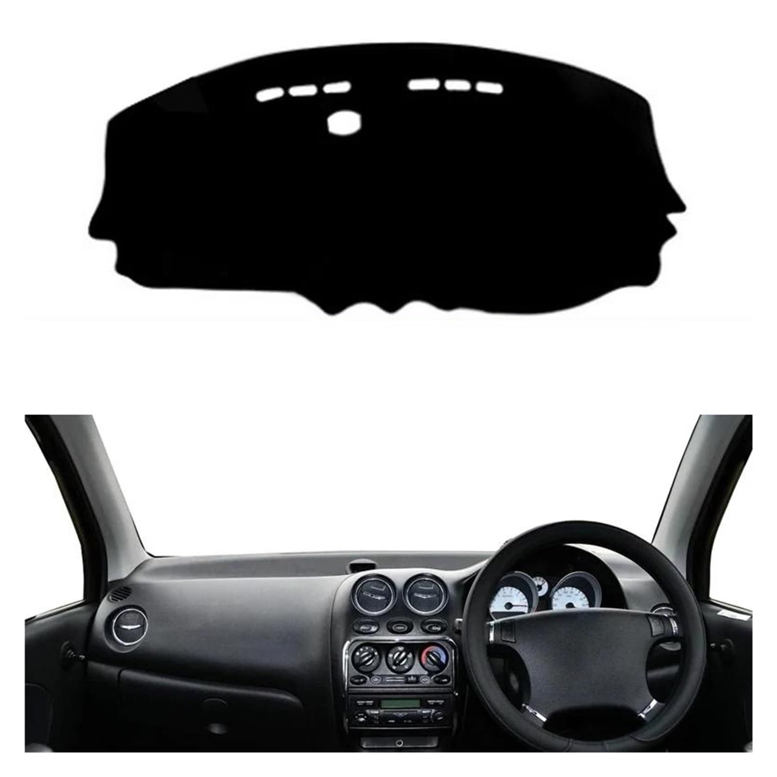 Tapis Tableau Bord intérieur Voiture pour Chevy pour Spark 2009-2012 Pare-Soleil Pad Dashmat Dash Mat Anti-salissure 2 Couches Couverture Tableau Bord Voiture Tapis Cape(RHD Black)