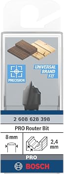 Bosch 2608628398 aksesuarı profil freze H 8 mm, R1 2,4 mm, D 12,7 mm, L 12,7 mm, G 46 mm