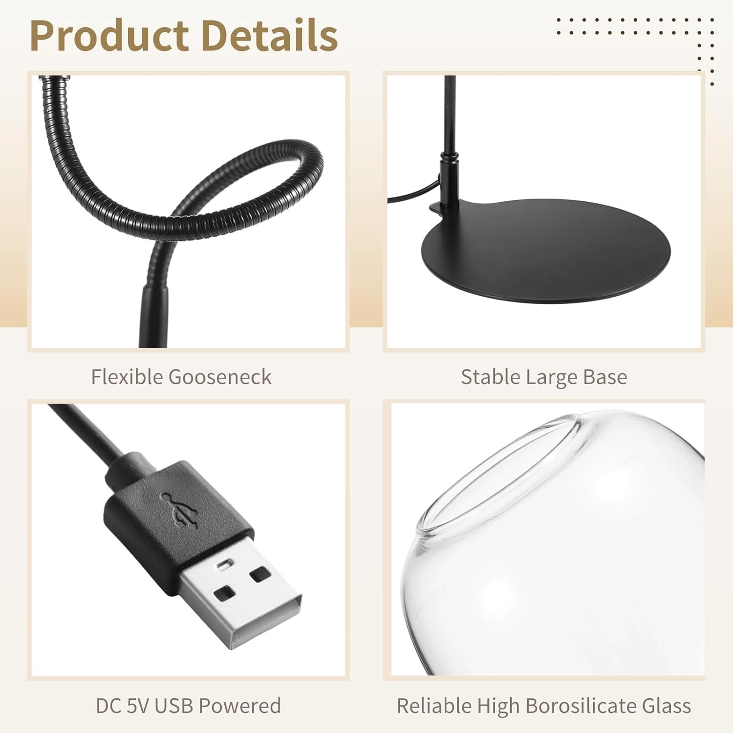 Succulent Glass Terrarium with Led Grow Light, Timed Lighting System for Indoor Plants, Office Or Home Desk Decoration