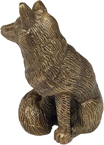 Miniatura 2 de 2-12" latón antiguo sentado Fox pisapapeles mesa cabaña decoración