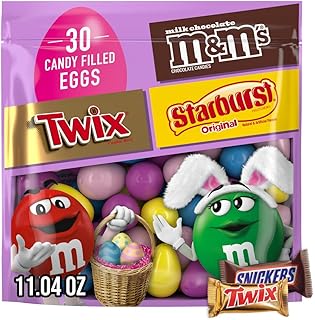 M&M'S, TWIX and STARBURST, Mixed Easter Candy Assortment, Prefilled Easter Eggs, 11.04 Ounces Candy Bag