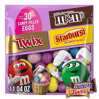 M&MS, TWIX and STARBURST, Mixed Easter Candy Assortment, Prefilled Easter Eggs, 11.04 Ounces Candy Bag