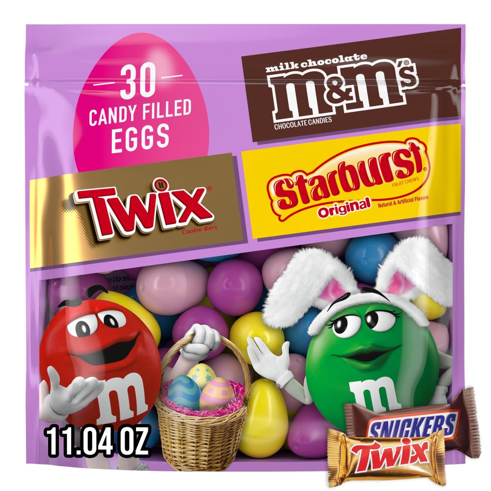 M&M'S, TWIX & STARBURST Candy-Filled Easter Eggs Bag, 11.04 oz, 30 Count