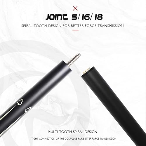 Miniatura 3 de Taco de billar o billar, fibra de vidrio, 2 partes, conector de 18 dientes, 58 pulgadas, cabeza de 0.508 in, 19-20 onzas, adecuado para bolas negras