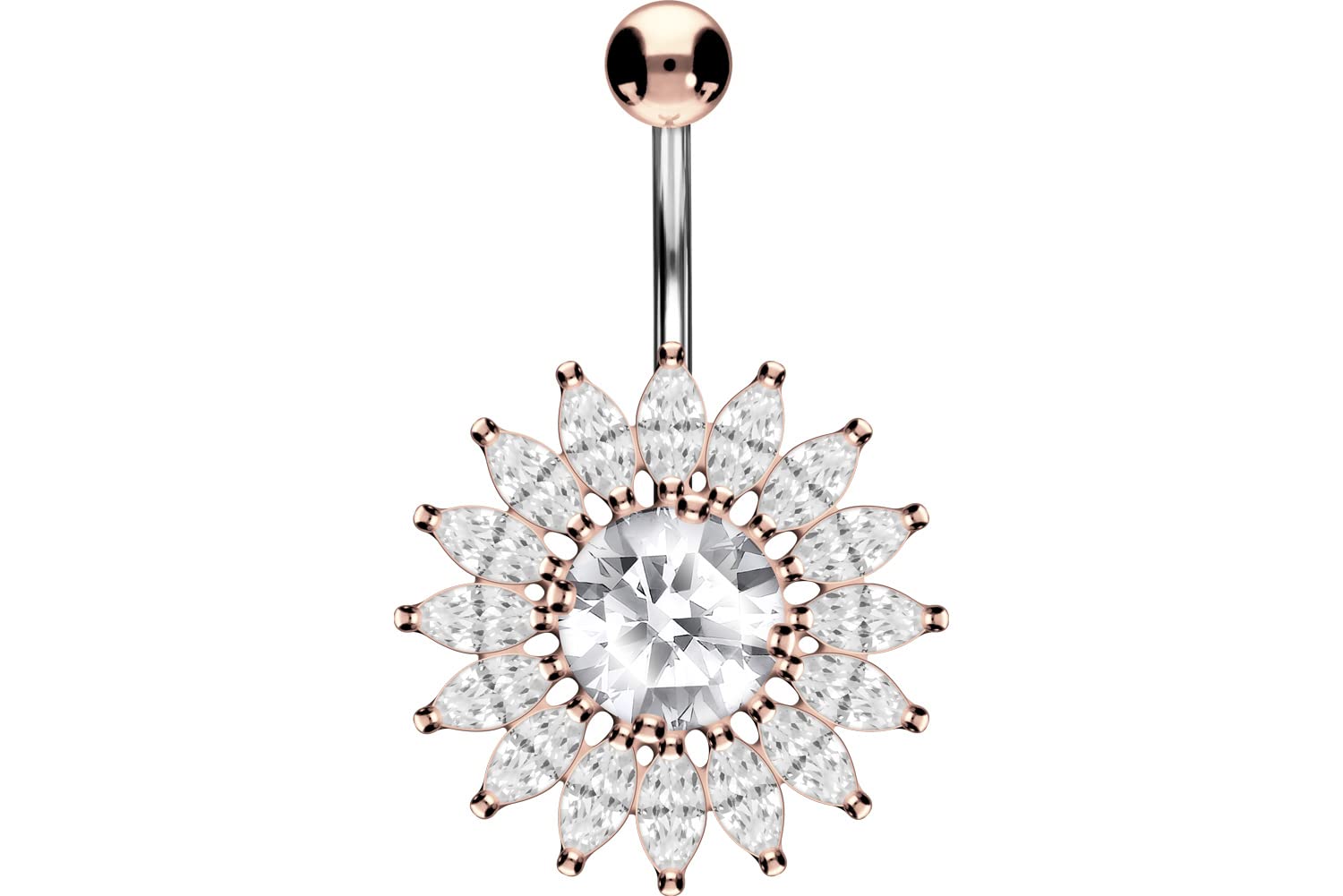 PIERCINGLINE Piercing de ombligo de titanio con diseño en plata 925 SUN banana selección de color bananabell