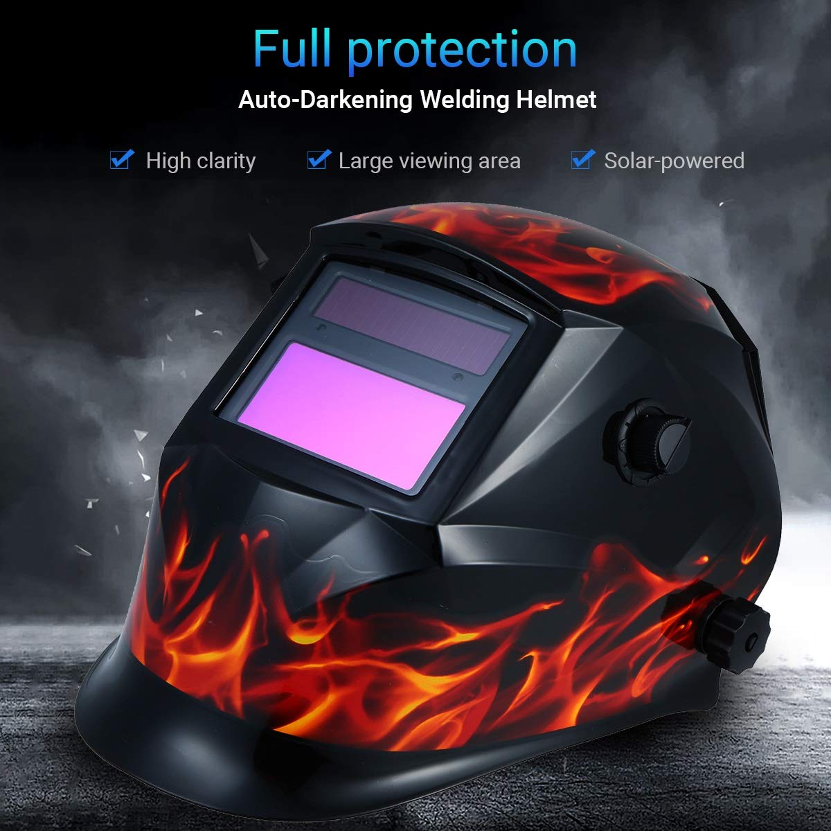 Máscara de soldadura,Casco de soldadura,Máscara de soldador,Casco de soldadura Casco de soldadura Casco protector de oscurecimiento automático con energía solar Máscara de soldadura Escudo con modo de
