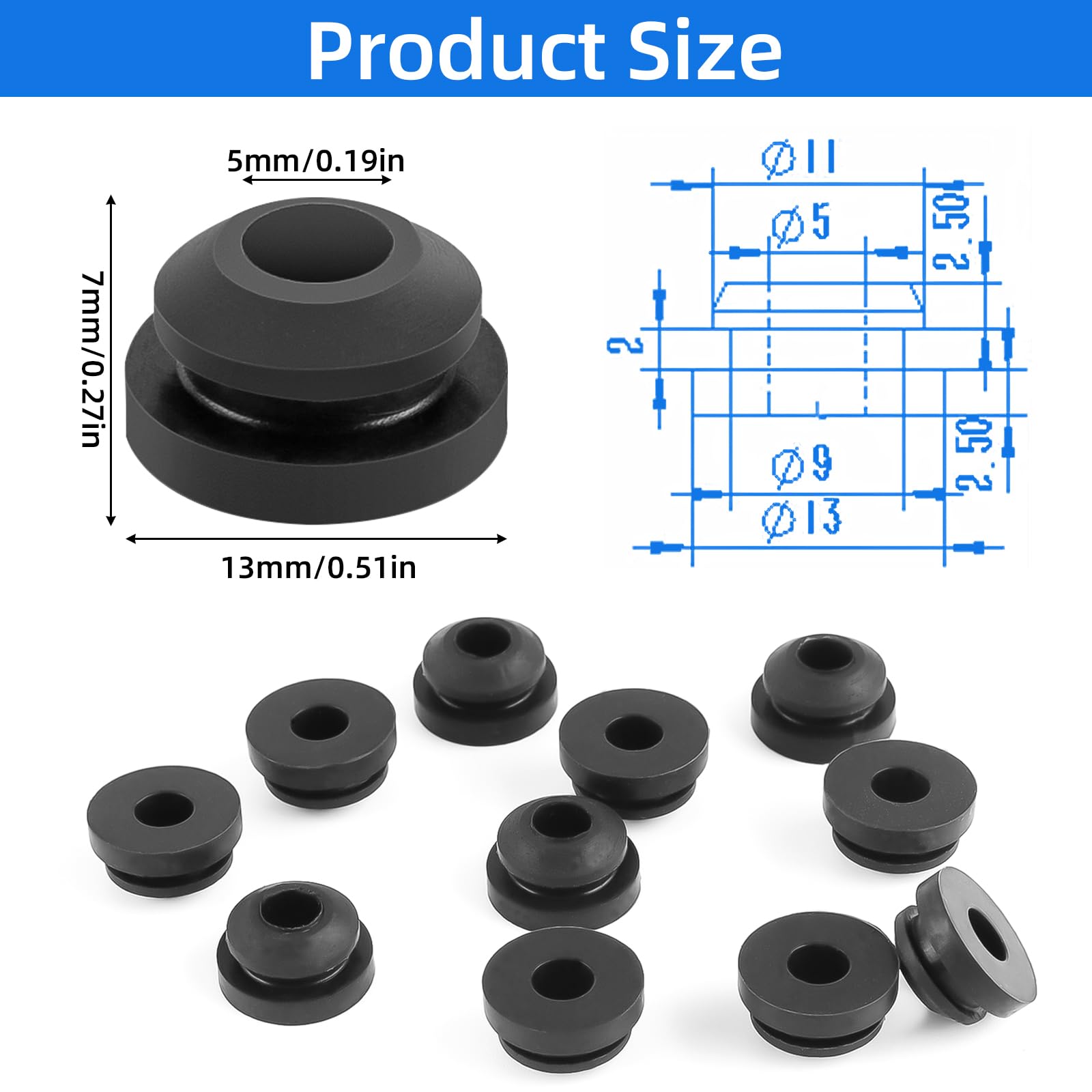 Lhbwhiz Confezione da 12 Gommini reggipentola, Piedini in Gomma per reggipentola, Gommini, Tappi in Gomma con aste da 5 mm, Accessori per Piani Cottura Camper (Nero, Supporto pentola Non Incluso