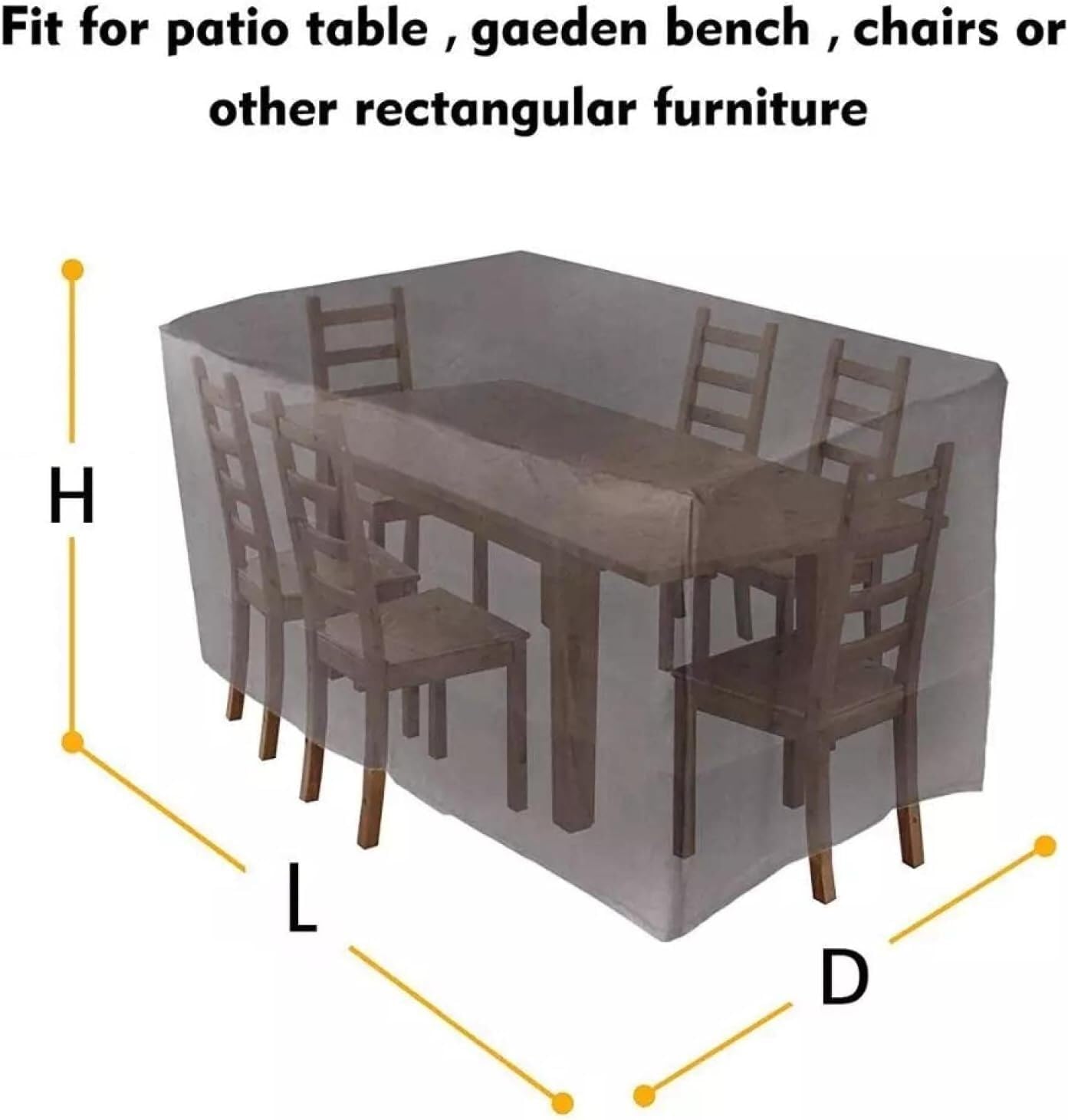 Garden Furniture Cover Upgraded 420D Durable Oxford Cloth Rectangular Table Cover Suitable for Wicker Cube Chair Sofa Outdoor Furniture Protective Cover(315 * 160 * 74cm)