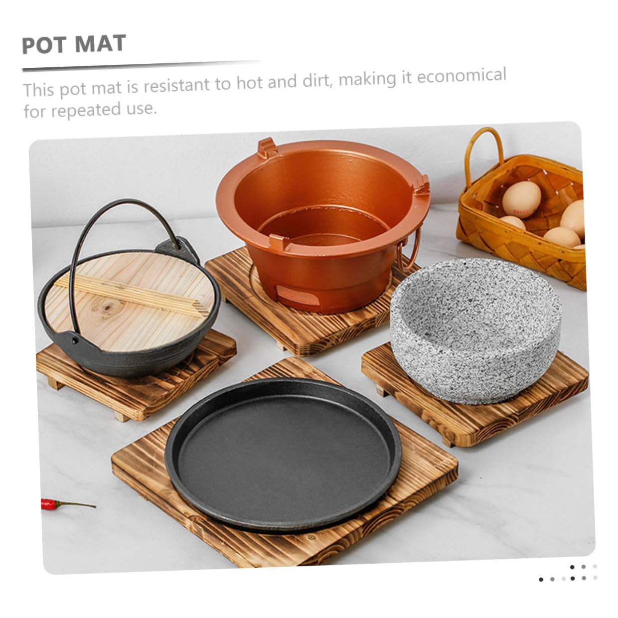NUOBESTY Almohadilla Aislante de Madera Maciza para Cacerolas Base de Madera Resistente al Calor Accesorio de Cocina para Proteger Superficies Cocción