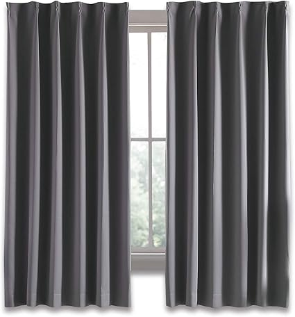 Amazon Hansleep カーテン 1級遮光 2枚組 断熱 防寒 防音 省エネ 厚手 無地 おしゃれ 洗える 寝室 リビング用 グレー 幅100cm 丈178cm カーテン オンライン通販