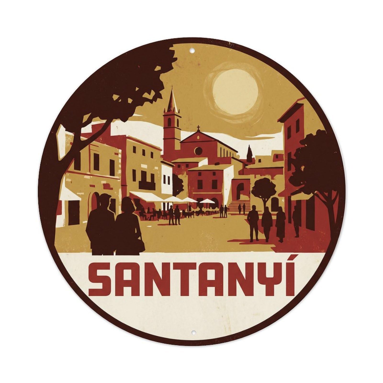 Olyhtr 8X8inch Classic Style Santanyi Town Vintage Mallorca Rural Regional Culture Metal Tin Sign