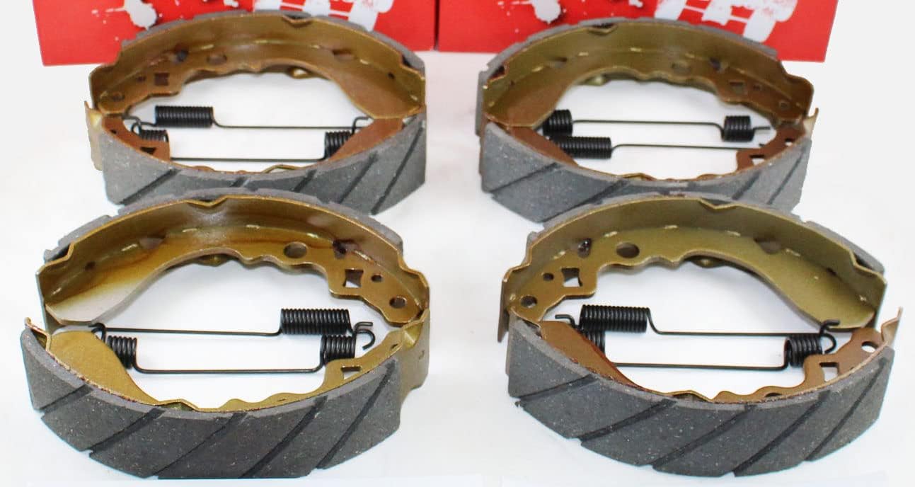 4 Sets of QUALITY GROOVED FRONT AND REAR Brake Shoes & Springs for ALL the 2005-2010 Kawasaki 610 Mule KAF 400
