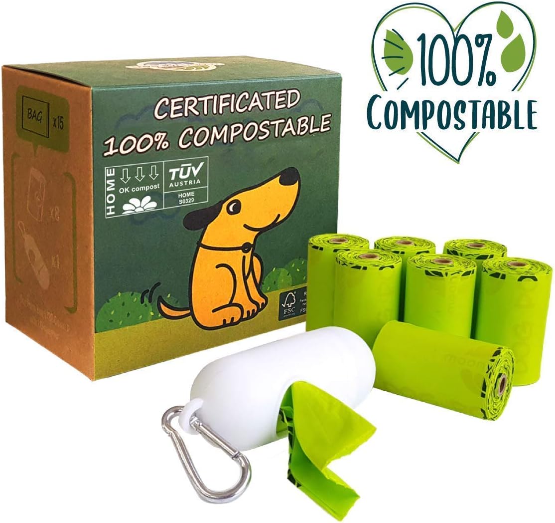 Dog Poop Bag, Home Compostable Pet Waste Bags, Vegetable-Based Eco-Friendly, Unscented, Compostable, Extra Thick, Leak Proof, Size 9 x 13 Inches, 240 Bags with 1 Dispenser