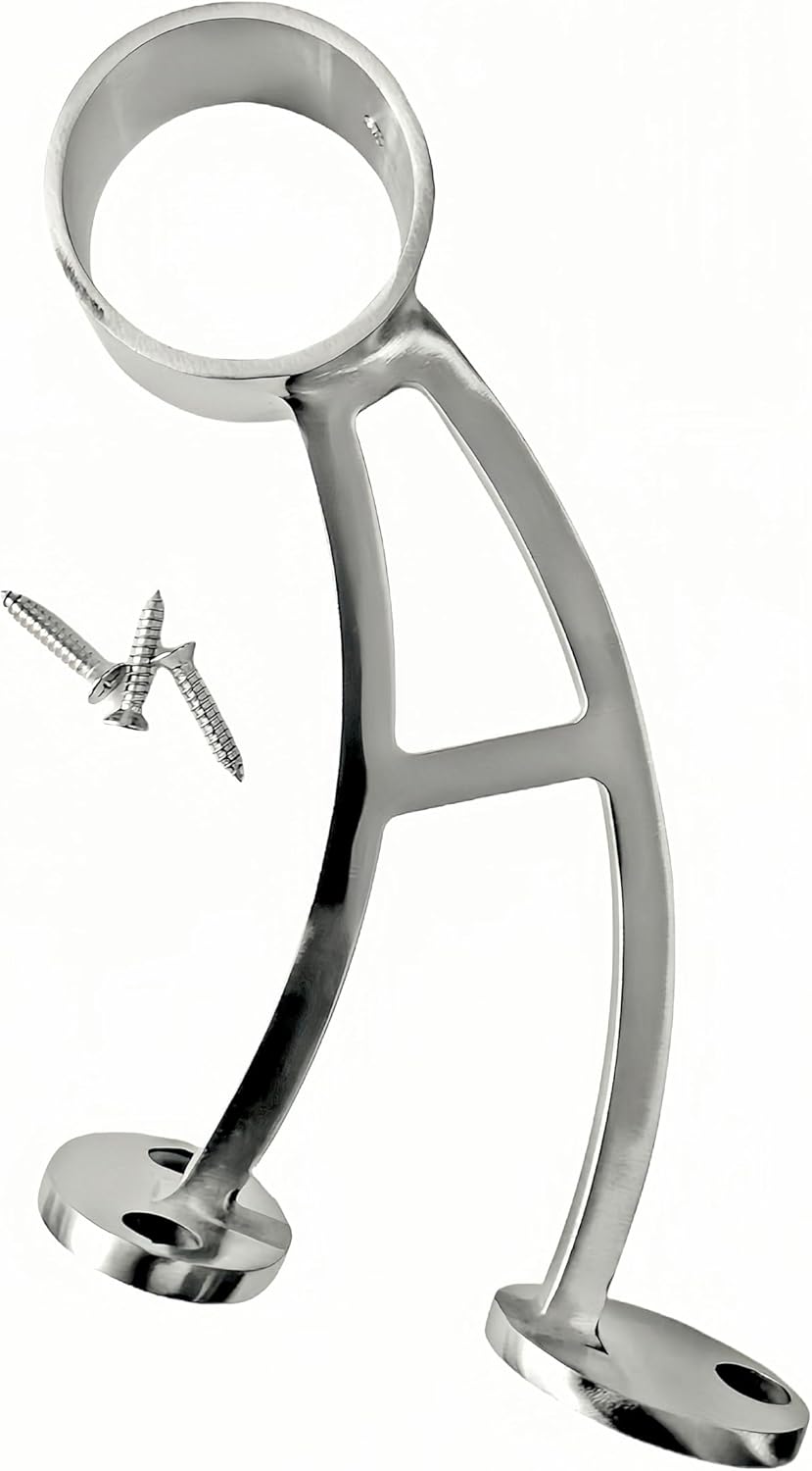 Stainless Steel 304 Bar & Floor Mount Combination Foot Rail Bracket ,Fits 50.8mm/2inch OD Bar Foot Rail Tubing Furniture Hardware with Screws (Matte Black, 2Pack)