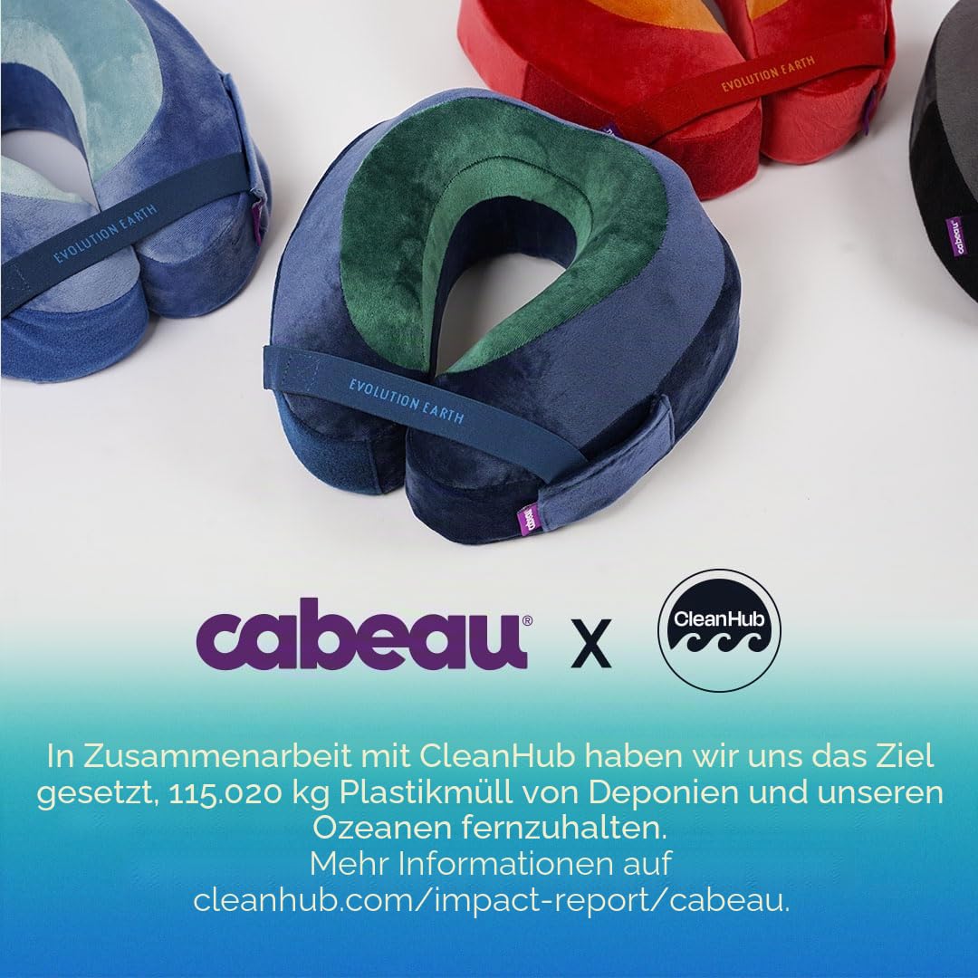 Cabeau Evolution Earth Reisekissen aus luxuriösem Memory-Schaum, das Beste Reisekissen mit 360-Grad-Kopfstütze, Hals und Kinn (Wind)