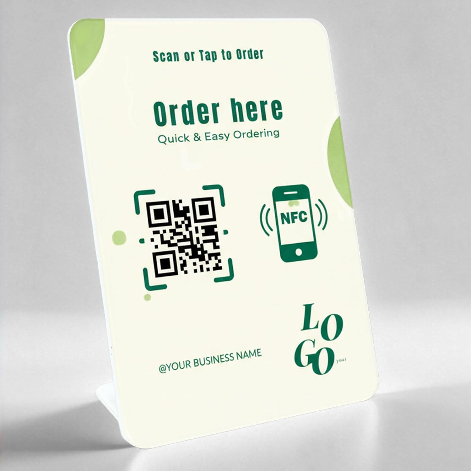 NFC & QR Code Menu Stand, Acylic QR Code Table Sign for Restaurant, No App or Subscription, Tap or Scan to View Menu (Dynamic QR Link - Style 2)
