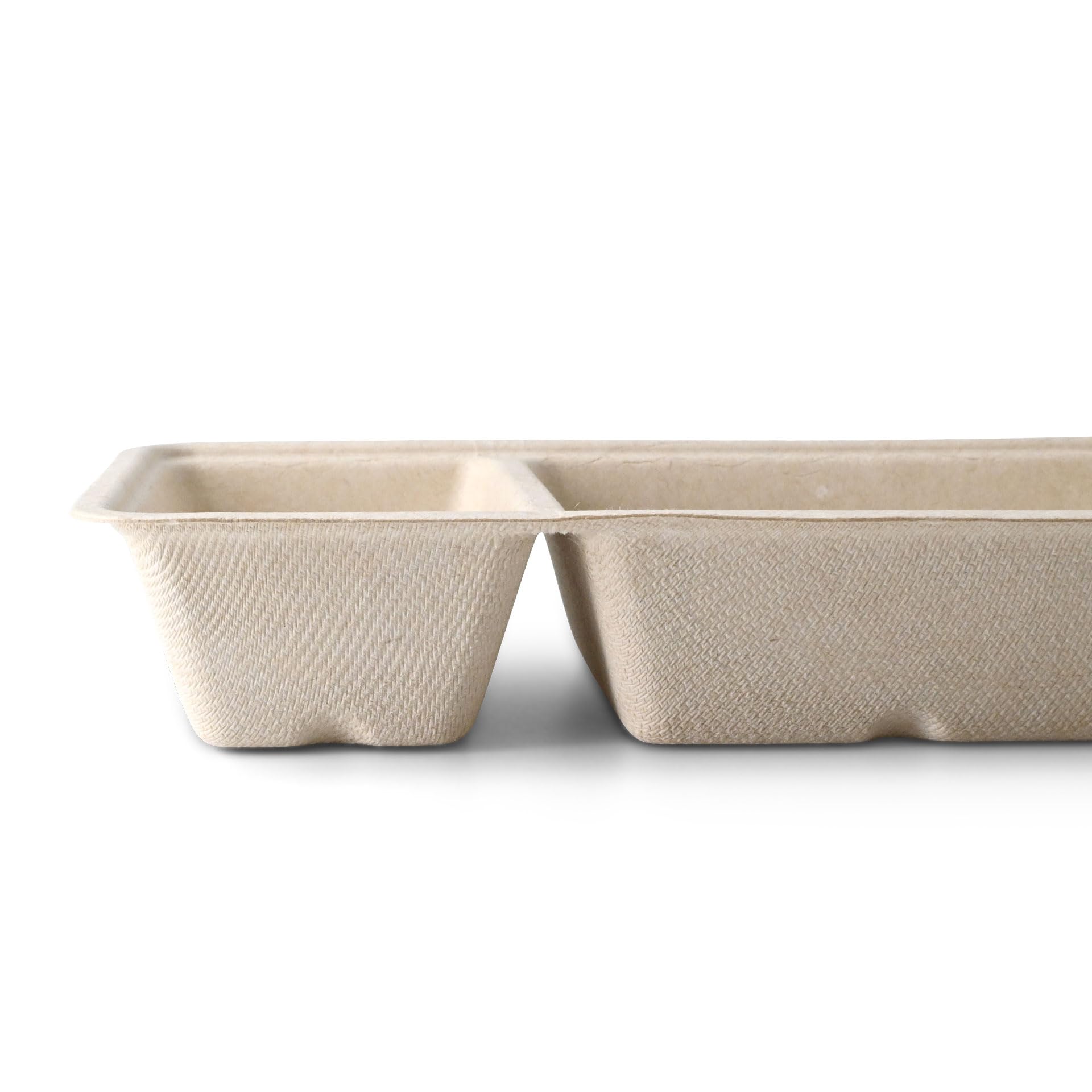BIOZOYG Barquetas para Patatas Fritas de Caña de Azúcar 800 Unidades 2 Compartimentos 9,5 x 20 x 3,5 cm - Cuencos Desechables Compostables Cestas Ecológicas Biodegradables - Bagazo Chips Salsas