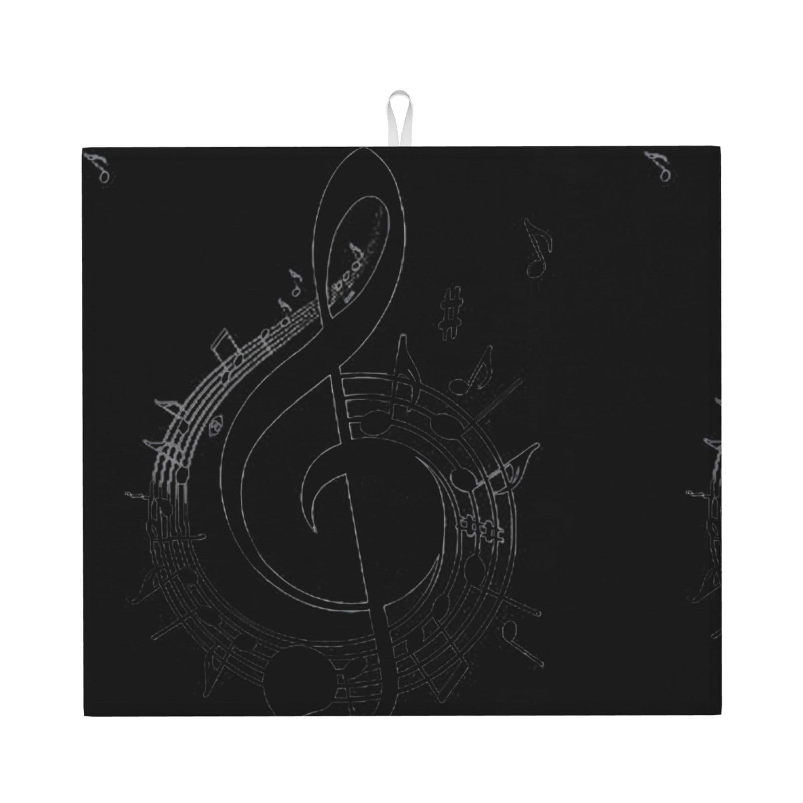 HJFCZH Cartoon music Prints Kitchen Drying Mat – Absorbent Microfiber Throw for Dishes, Non-Slip Counter Cover, Quick-Drying Layer with Fade-Resistant Print