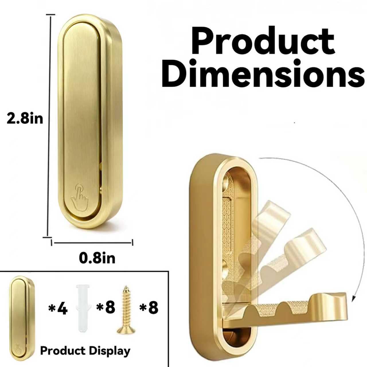 Ganchos de pared plegables, 4 ganchos plegables de metal, ganchos plegables de pared, para colgar abrigos, toallas, ropa, sombreros, bolsas y llaves