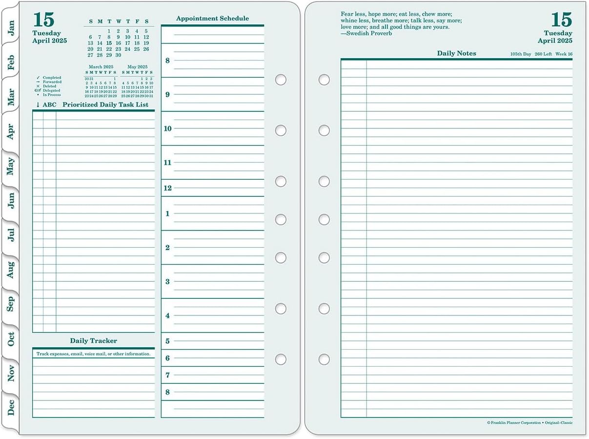 FranklinCovey - Original Two Page Per Day Ring-Bound Planner (Jan 2026 - Dec 2026, Classic)