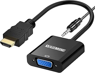 HDMI to VGA with 3.5mm Audio Port,shuomeng HDMI to VGA Adapter (Male to Female) 1080P for Computer, Desktop, Laptop, PC, Monitor, Projector, HDTV, Chromebook, Raspberry Pi, Roku, Xbox and More