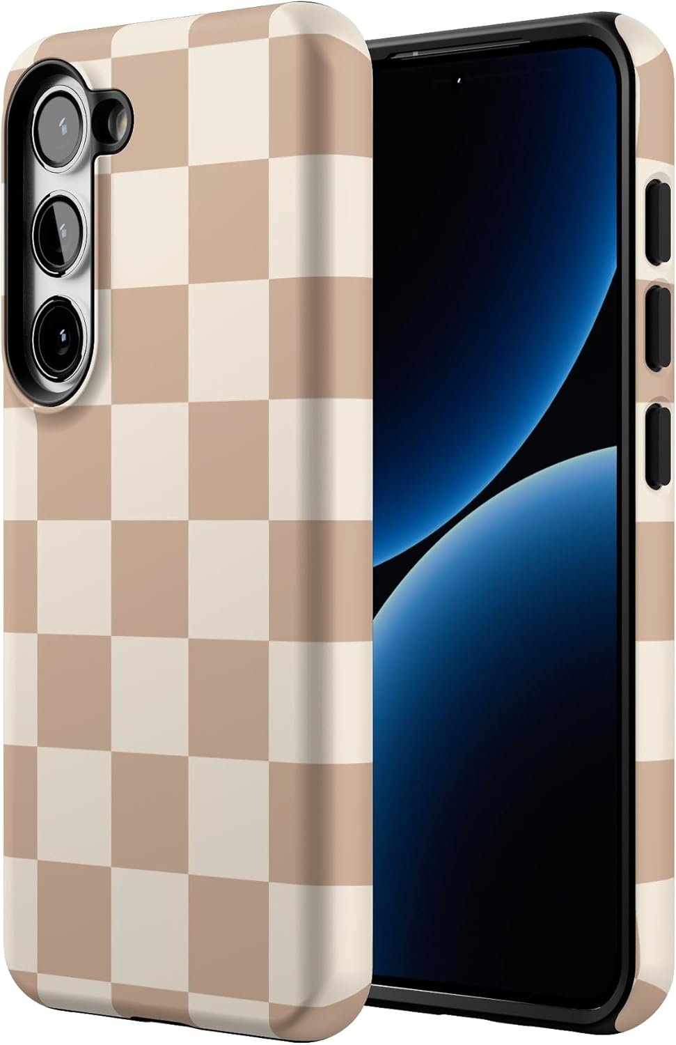 Casely Galaxy S23 Plus Case | Fit Check | Neutral Checkerboard | Essential Slim Dual-Layer Protective Design