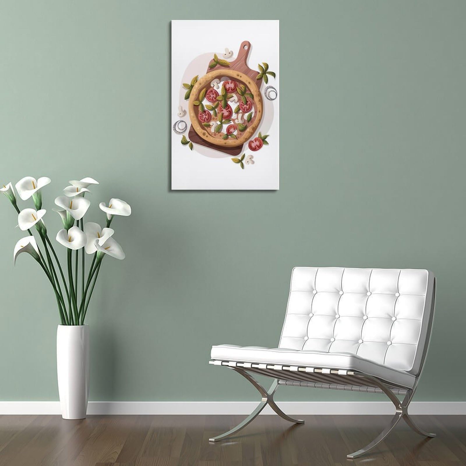 Italienische Margherita-Pizza-Illustration, dekoratives Gemälde, Leinwand, Wandposter und moderne Familienschlafzimmer-Dekoration, 50 x 75 cm