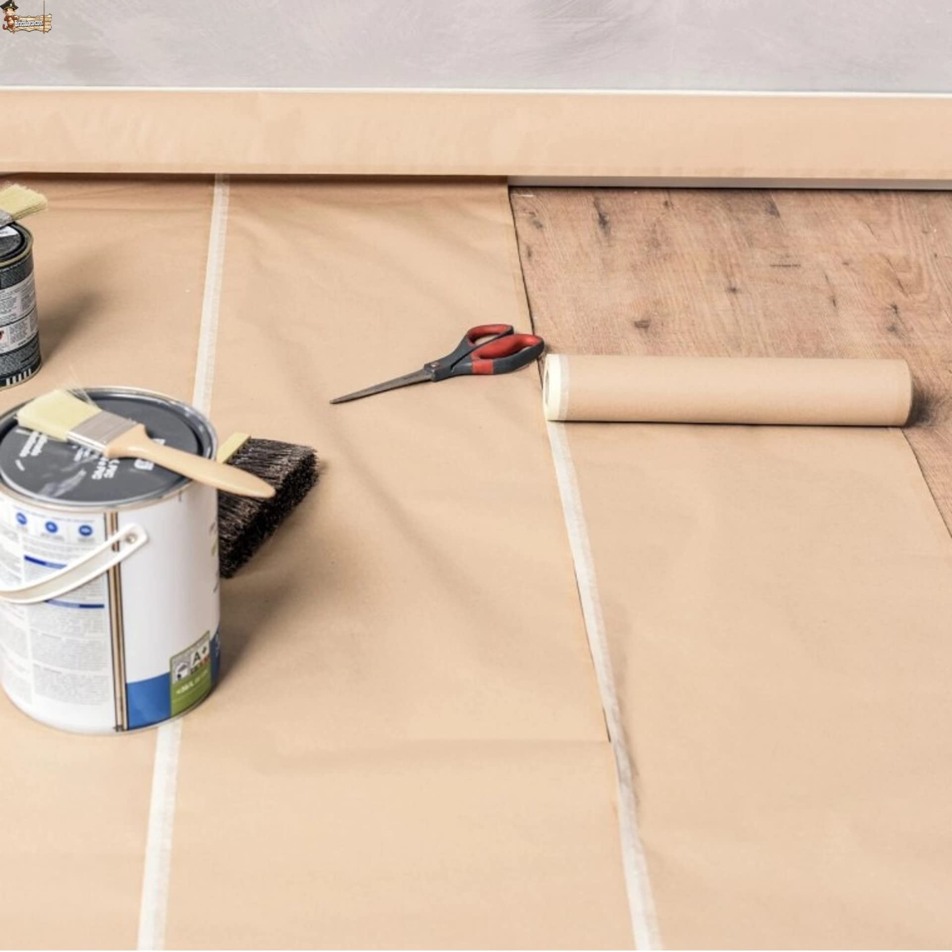 BricoLoco.com Cinta carrocero adhesiva pintura con papel kraft marrón ¡¡ 240 METROS!! (12x20 mts) Ancho 30 cms. Cinta pintor protector para pintar y enmascarar fácilmente (12 uds. 30 cms. x 20 mts.)