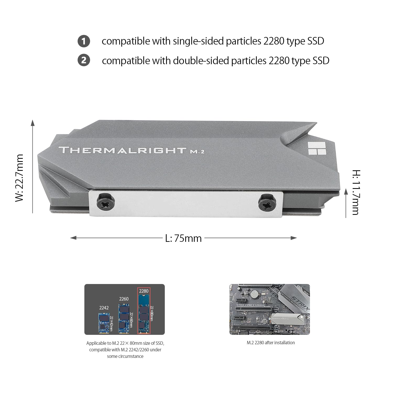 Thermalright TR-M.2 2280 TYPE A G SSD-koellichaam voor SSD-koeling, M.2 2280 koellichaam koeler, 13 mm hoog met 2 warmtegeleidbaarheid, computer hoge prestaties SSD-koeler Thermalright TR-M.2 2280 TYPE A G SSD-koellichaam voor SSD-koeling, M.2 2280 koellichaam koeler, 13 mm hoog met 2 warmtegeleidbaarheid, computer hoge prestaties SSD-koeler