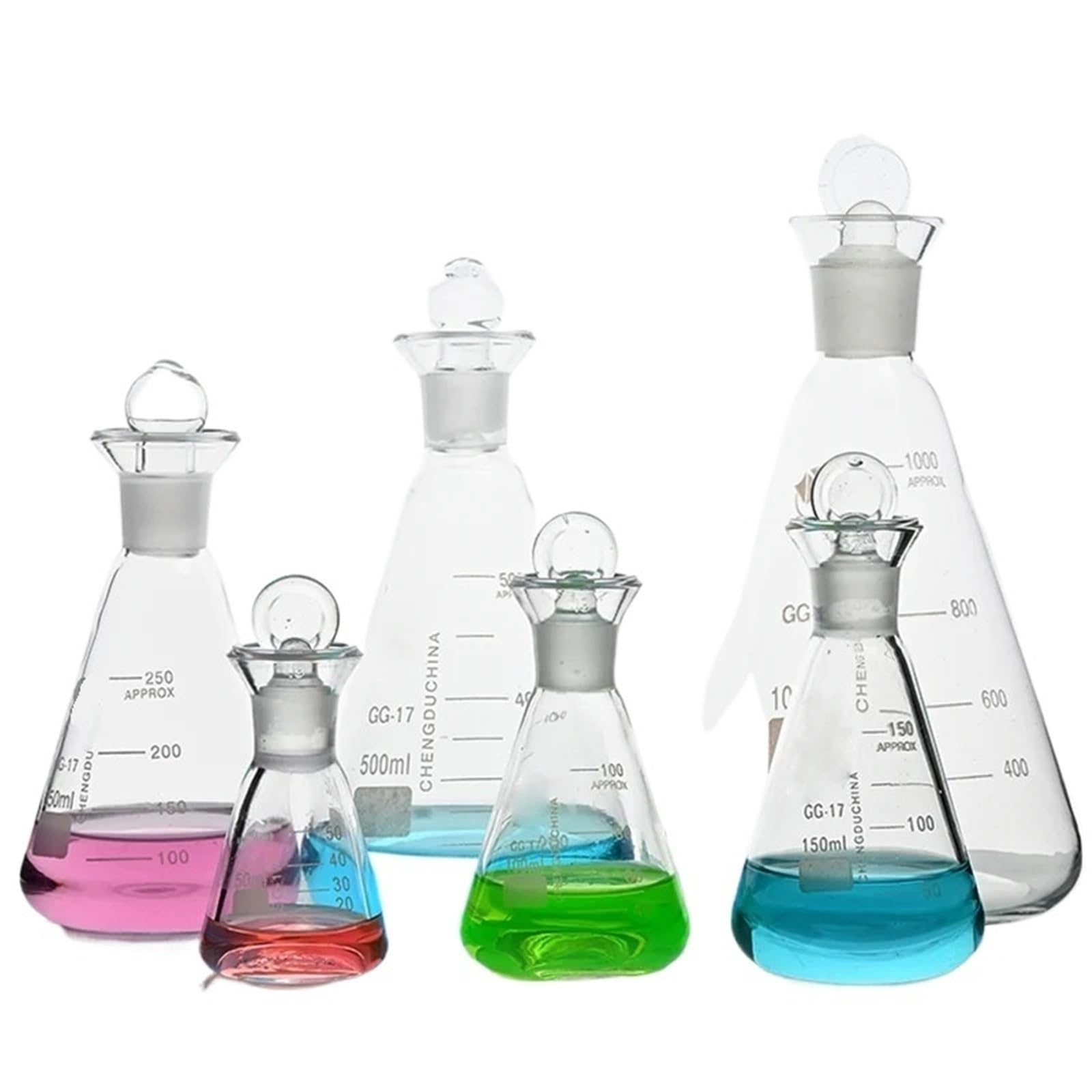 Matraz cónico de vidrio de 50-500ml, 1000ml, 2000ml con tapa, matraz Erlenmeyer de vidrio for laboratorio, matraz triangular, vidrio Boro 3,3(2000ml)