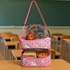Lunch Bag Girls Boys School Meal Thermal Bag with Thermos Kindergarten 2 Division Thermal Insulated (Pink)
