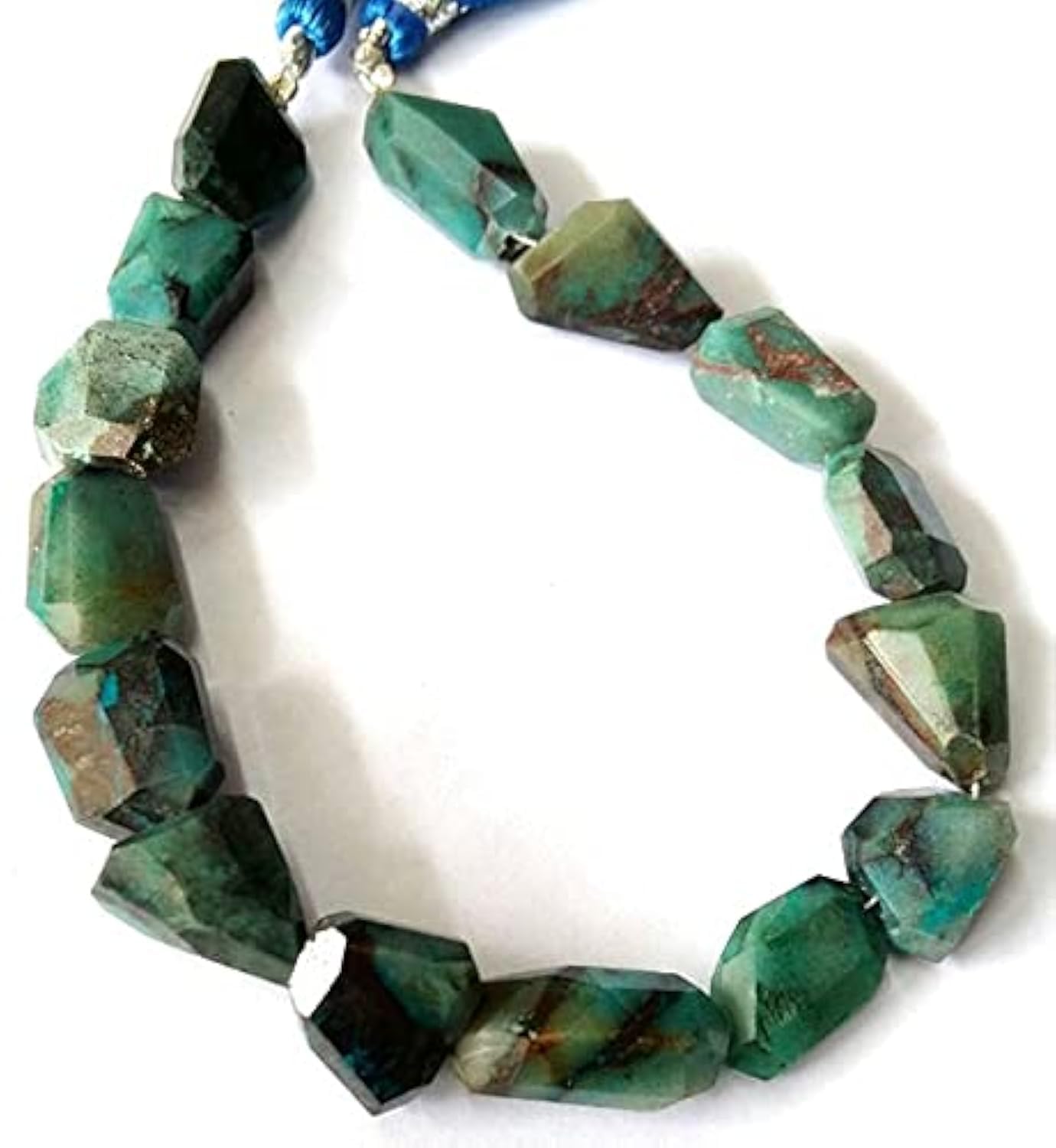 Chrysocolla gemstone de qualité supérieure, pépites facettées 11x17 mm LKBEADS