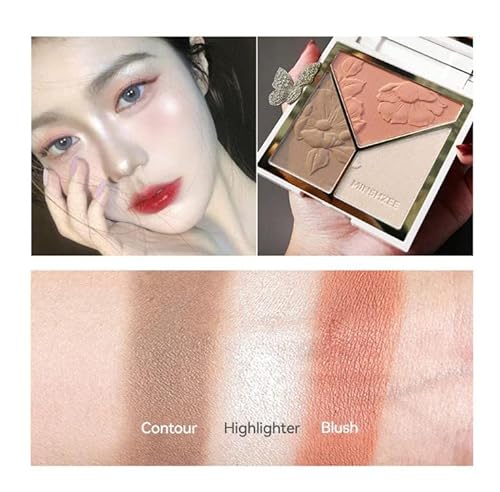 Highlighter & Contour & Blush 3 In 1 Makeup Palette Matte Shimmer Glow Illuminator Powder Perfect For Face Highlight, Contour,Bronzer,Shape,Silky Brillliant Compact Make-Up #TOP6