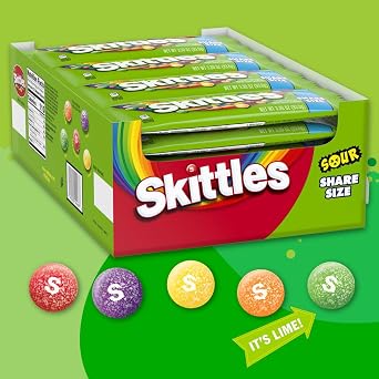 Skittles Sour Candy, 3.3 ounce (24 Share Size Packs)