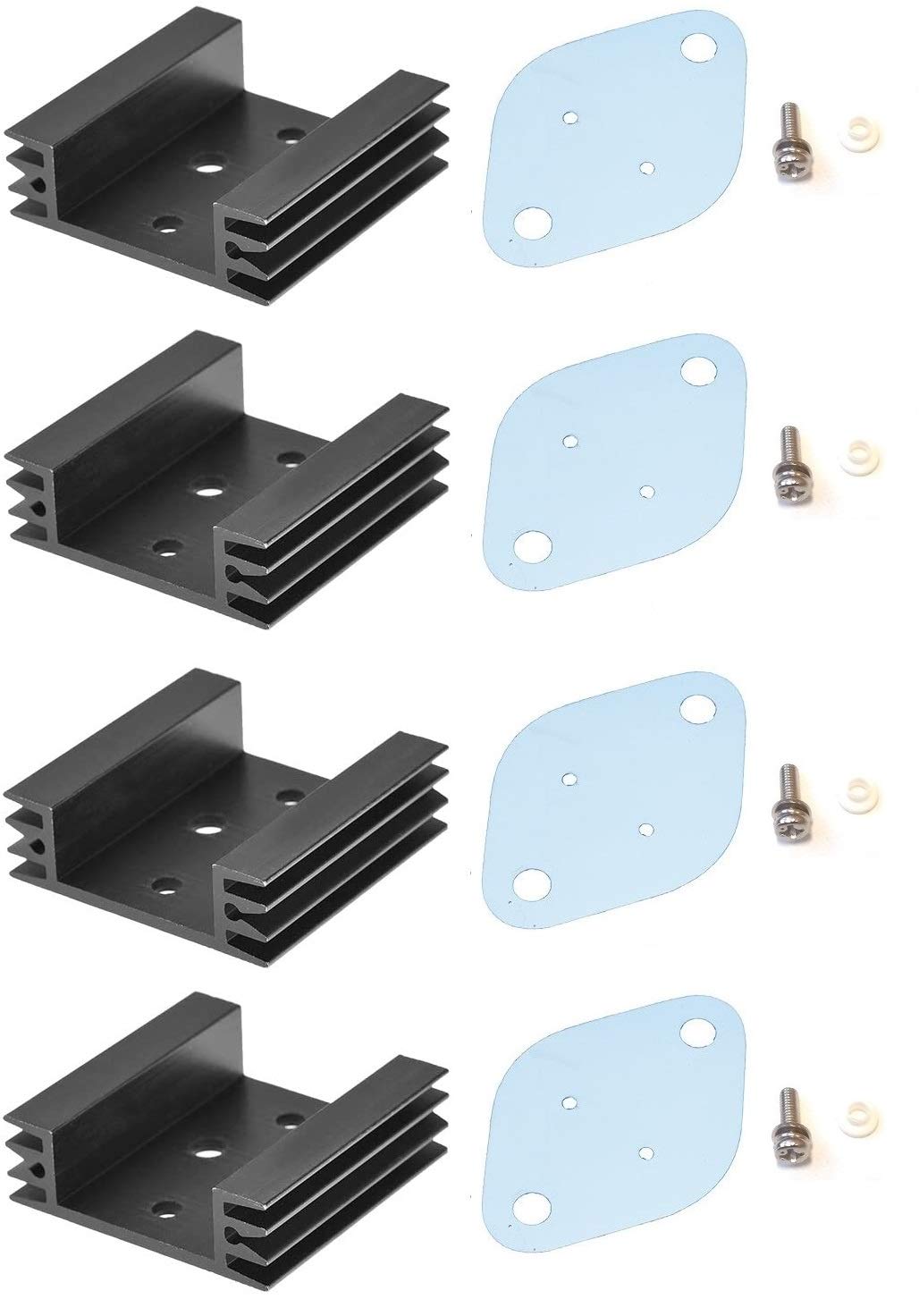 Easycargo 4 Packs to-3 Heatsink Insulator/Mounting kit (Screw+Washer+Bushing+Insulator), to-3 Heat Sink Insulator Mounting Kit for MOSFET Transistor Voltage Regulator 45mmx45mmx14mm