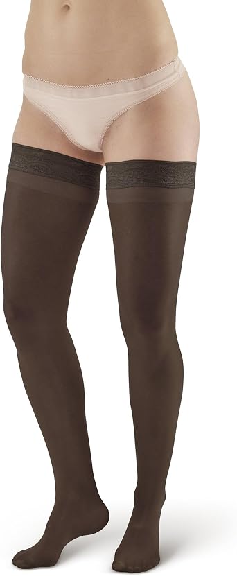 Ames Walker AW Style 74 Soft Sheer 8-15 mmHg Mild Compression Thigh High Stockings w/Band