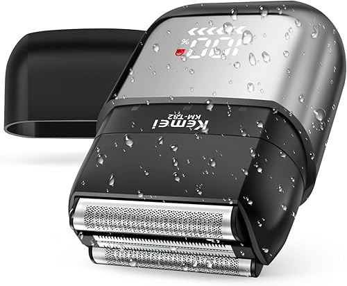 KEMEI Afeitadora de lámina mejorada, mini afeitadoras eléctricas para hombres con USB tipo C recargable, doble hoja flotante para hombres e