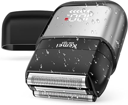 KEMEI Upgraded Foil Shaver, Mini Electric Shavers for Men with USB Type-C Rechargeable, Double Floating Blade Electric Razor for Men and Waterproof with LED KM-T82