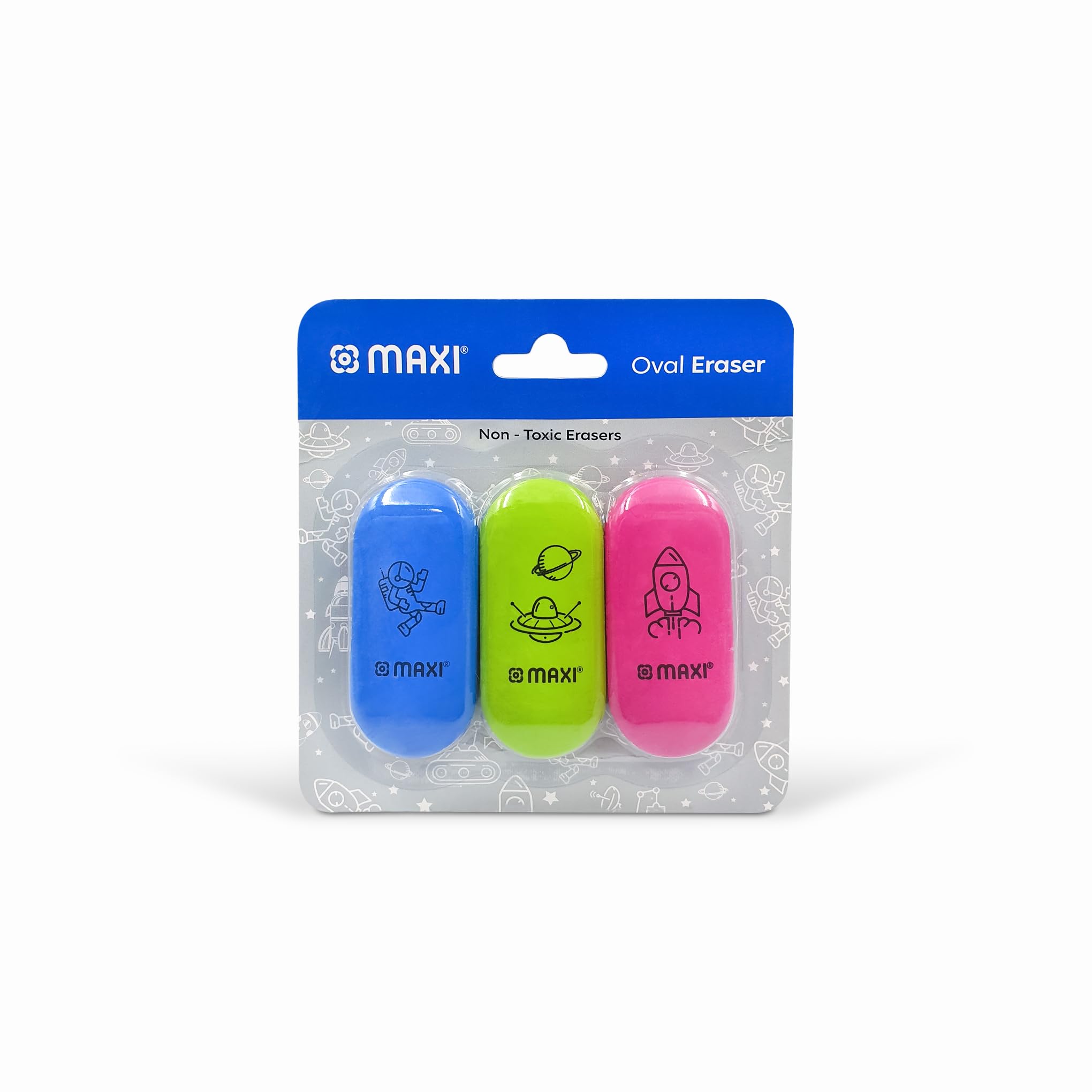 Oval Soft Eraser Big 3pc in a Blister, For erasing performance for School, Office and Home