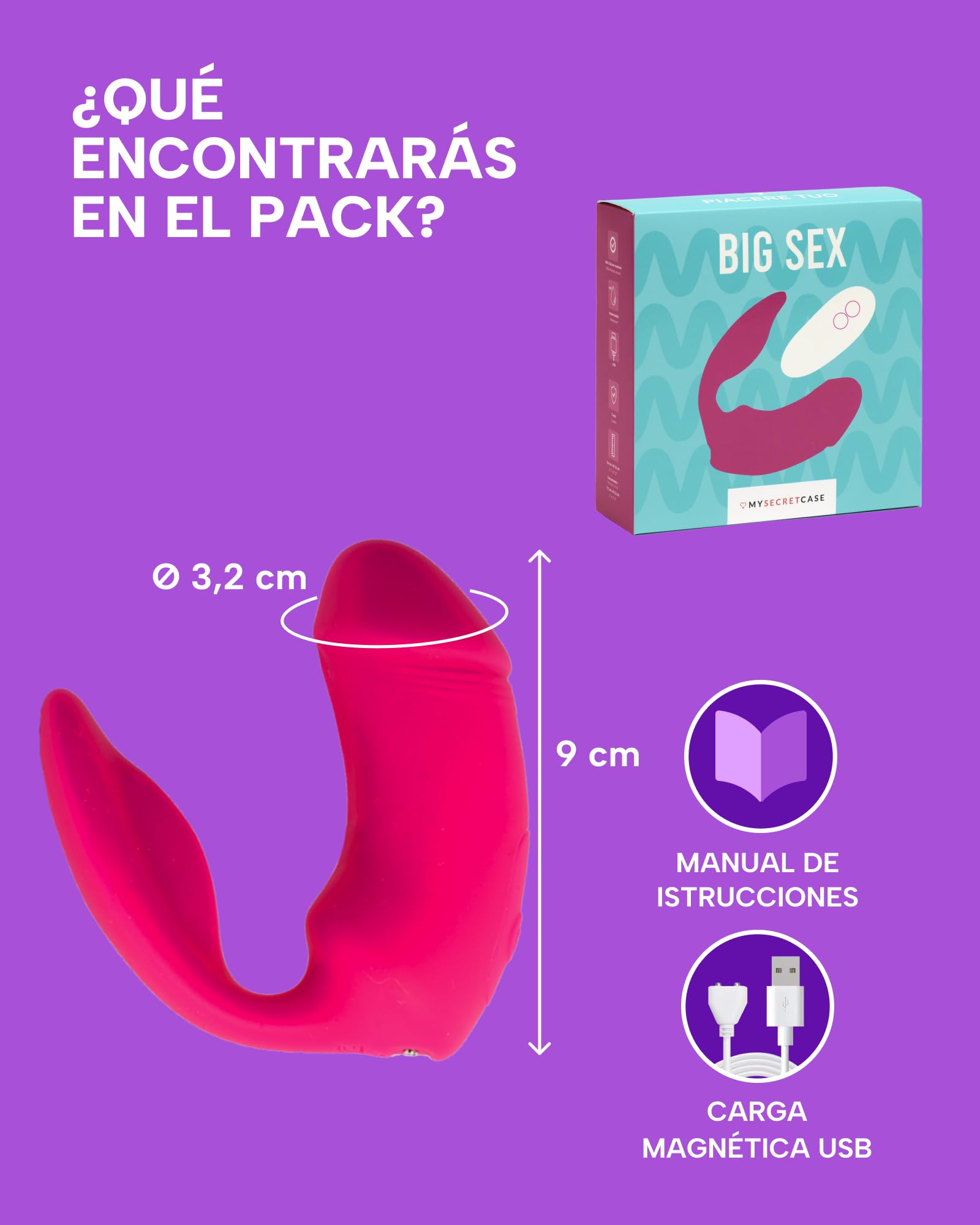 MySecretCase Consoladores.. Para Mujer con Vibración 9 Modos con Doble Estimulación Vibradorador Clítoris y Vaginal Vibrador Mando Distancia Juguetes Sensuales Pareja Vibradores Consoladores