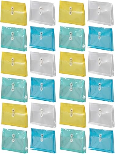 Vista 347 de Sobres de plástico con botón y cuerda, Variados Paquete de 6 colores surtidos