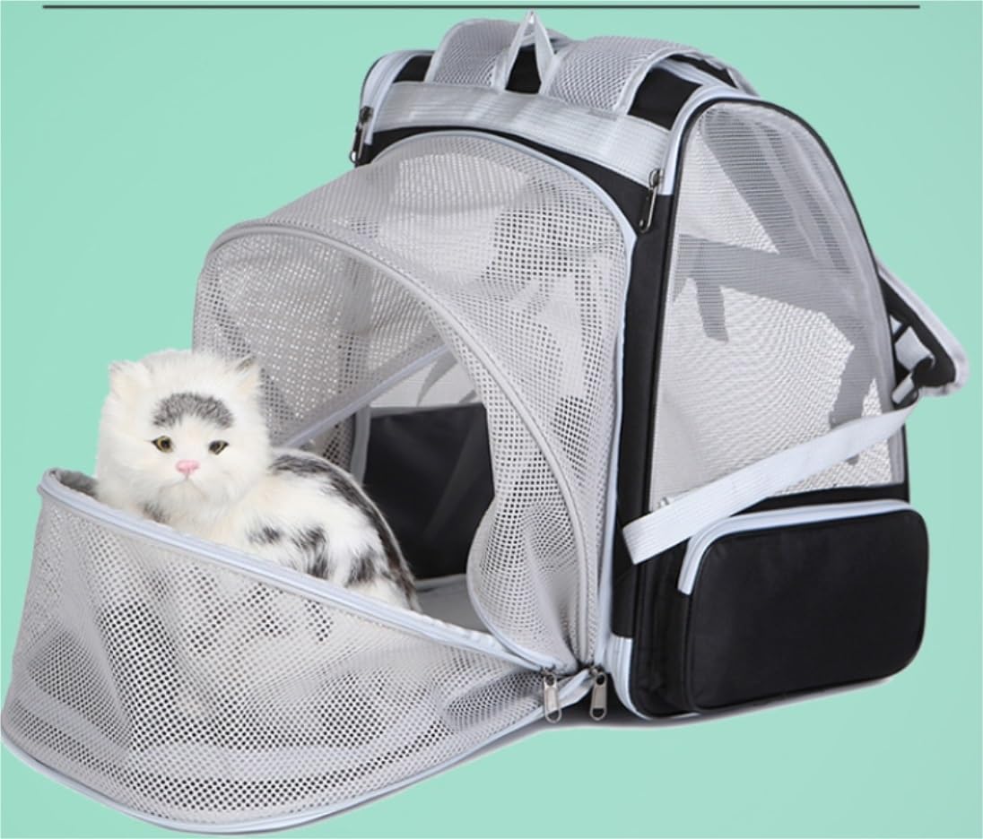Transportin Gato Mochila para Mascotas, Mochila Grande para Mascotas con Varita para Gatos, Juguete de Plumas para Perros medianos pequeños, Gatos, Cachorros y Gatitos Trasportines Gato (Color : B,
