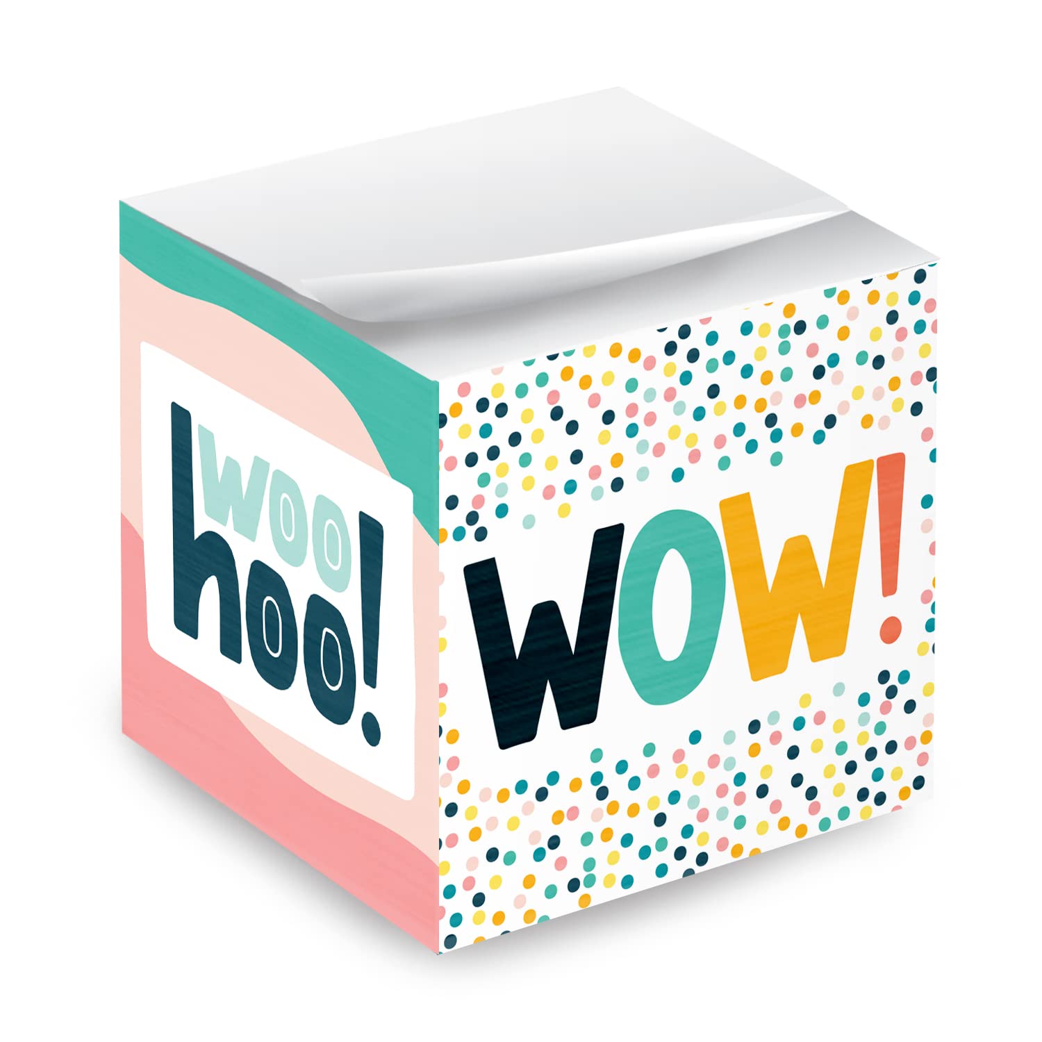 Modern Appreciation Sticky Note Cube / 600 Sheets / 2.75" Motivational Memo Block Printed On 4 Sides/Colorful Empowering Messages/Made in USA