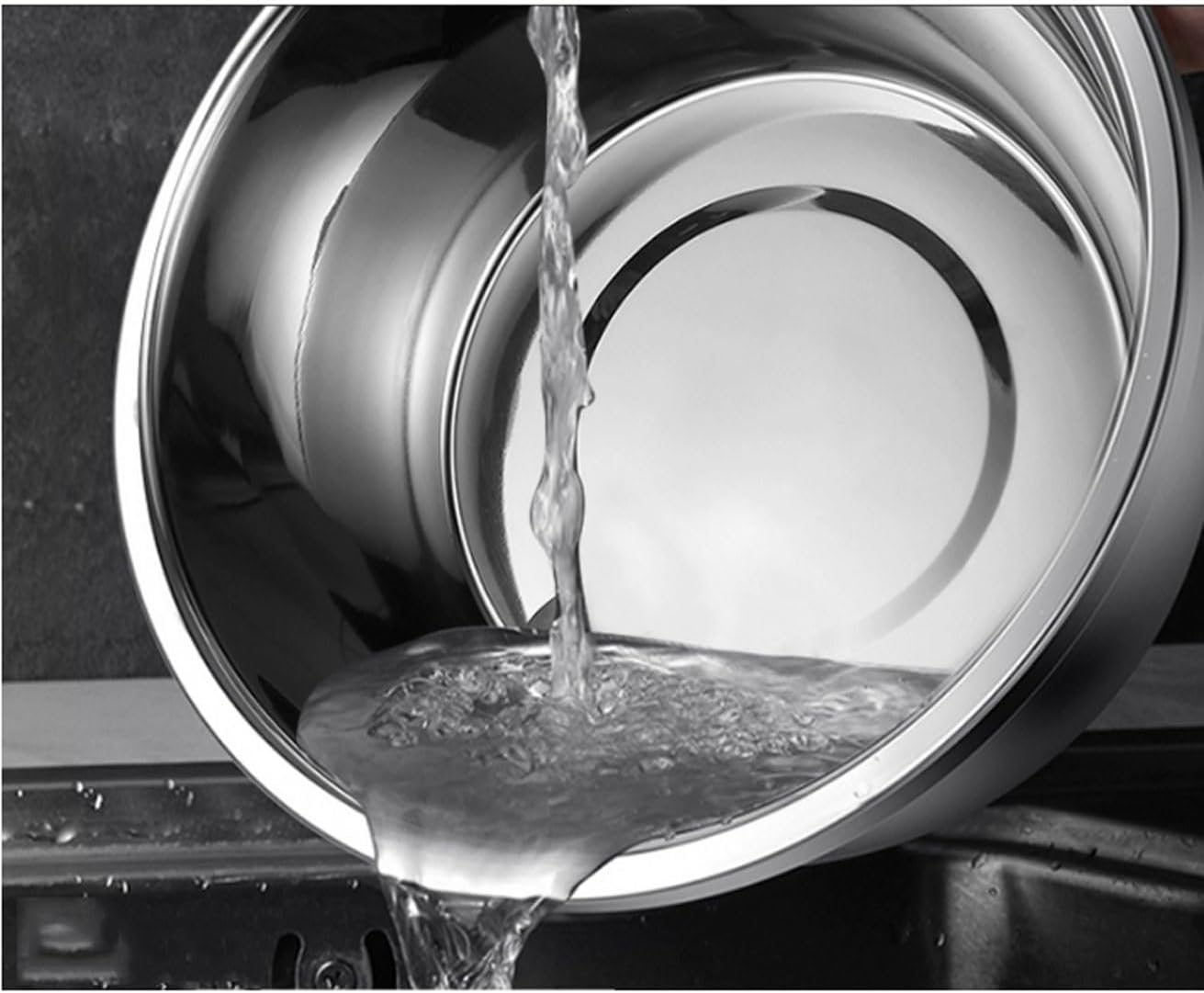 Salad Bowls Mixing Bowls Pots and Pans Serving Trays Cooking Baking Nesting Bowls 304 Stainless Steel Soup Bowls 4 Piece Set，