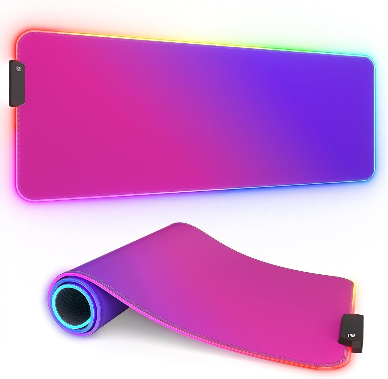 ITNRSIIET RGB Gaming Mouse Pad Full Desk XL Extended Large Gaming Mousepad 12 Lighting Modes, 30% Thicker, Big LED Desk Mat for Keyboard Men Gamers Esport Pros, 32" x 12",Gradient Red Purple